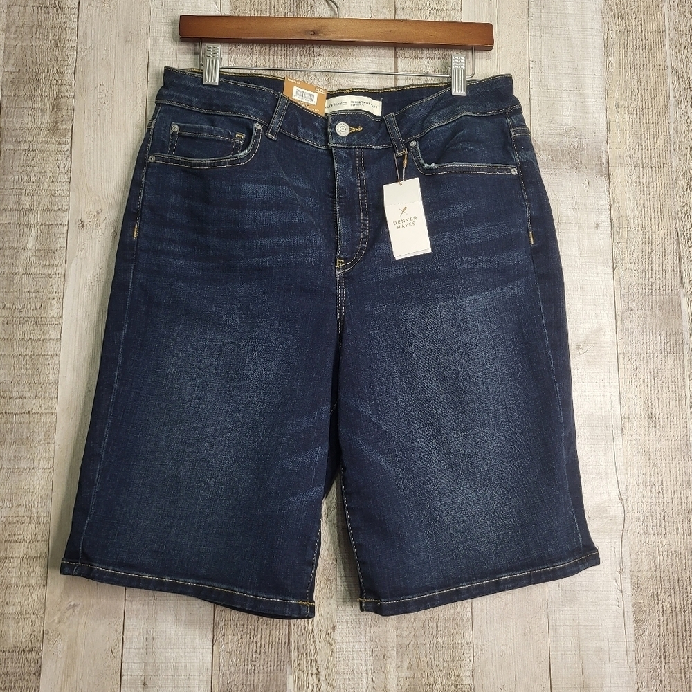Denver Hayes Bermuda Jean Shorts. Dark Blue. Size 14